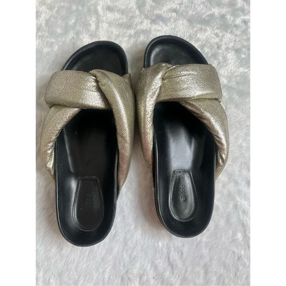 Chole  Nolan  Crinkled Leather Puff Knot Chunky Sandal Slides Size 38 - Picture 1 of 8